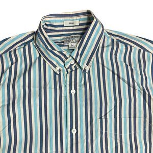 J Crew Shirt Mens M Blue Striped Organic Cotton Slim Button Down AP785 Poplin